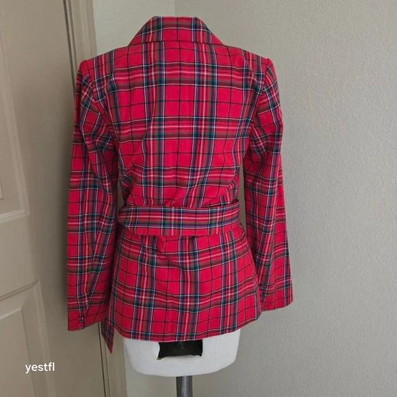 L'Academie Red Plaid Ruth Jacket XS - Picture 4 of 6